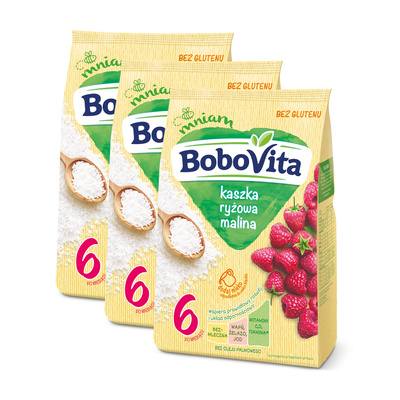 BoboVita Kaszka ryżowa malina po 6 miesiącu ZESTAW 3x180g